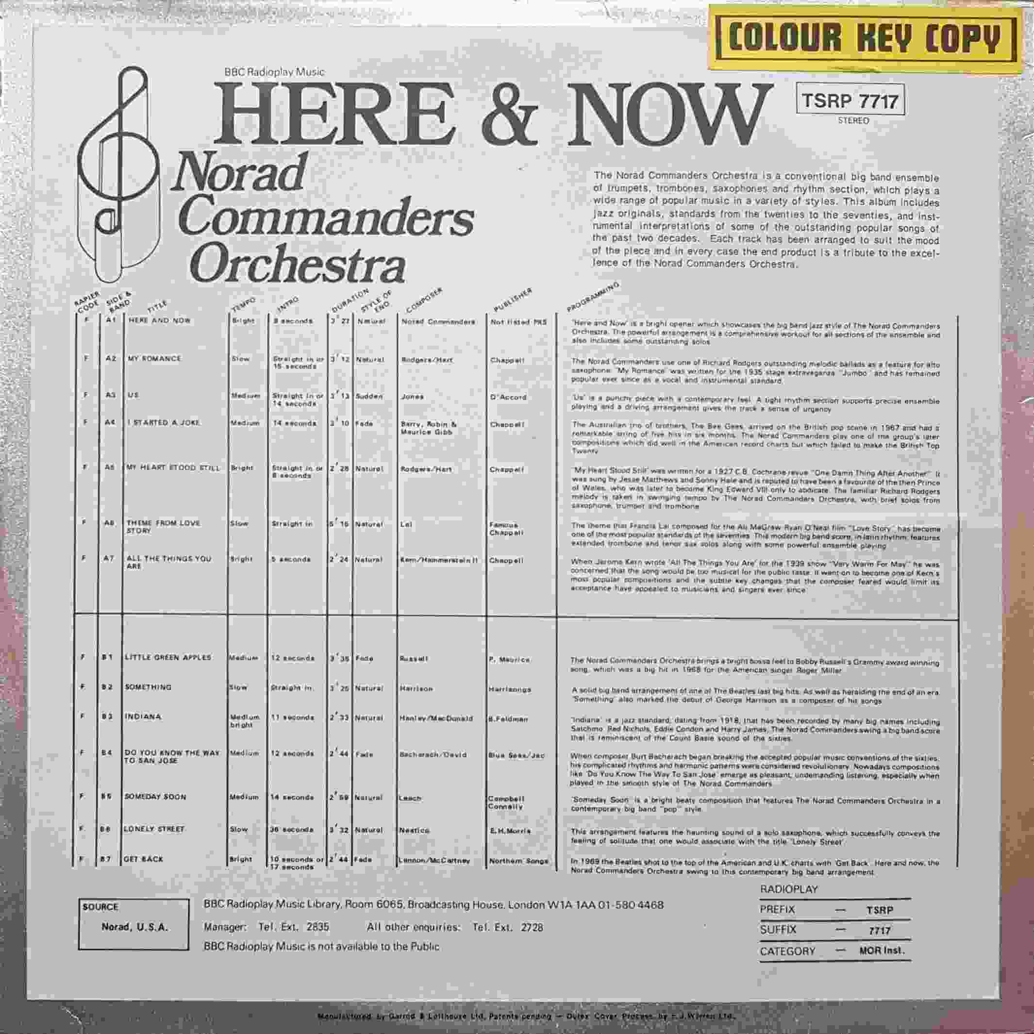 Picture of TSRP 7717 Here & now by artist Norad Commanders orchestra from the BBC records and Tapes library